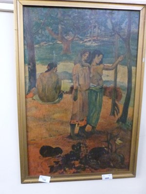 Lot 742 - After Gauguin study of women in gilt frame