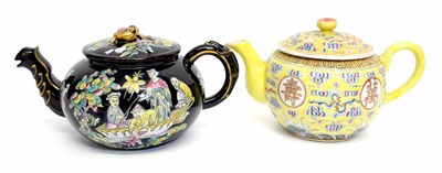 Lot 1 - Two Chinese tea pots, one famille noir,...
