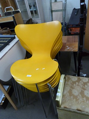 Lot 790 - A set of six plywood and chrome framed chairs