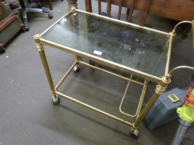Lot 800 - Brass framed glass topped hostess trolley