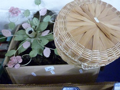 Lot 859 - Mixed Lot: Sewing basket, floral lampshade,...