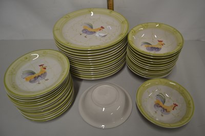 Lot 221 - Quantity of modern cockerel decorated dinner...