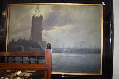 Lot 418 - Franz Schaffner, study of a port scene, oil on...