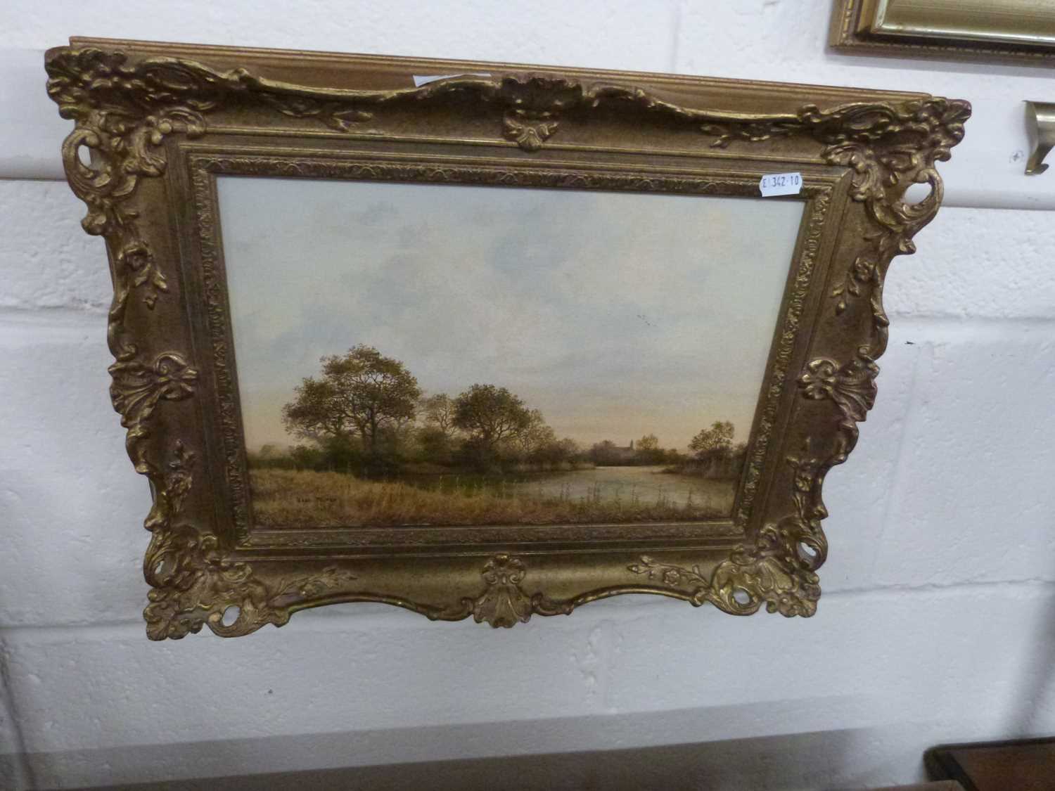 Lot 250 - Jack Pulfer, study of a riverside scene, oil...