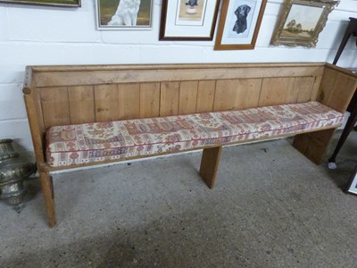 Lot 253 - Late 19th Century pine bench or pew with loose...