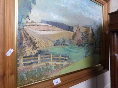 Lot 259 - Cecil Gales, study of a rural house, oil on...