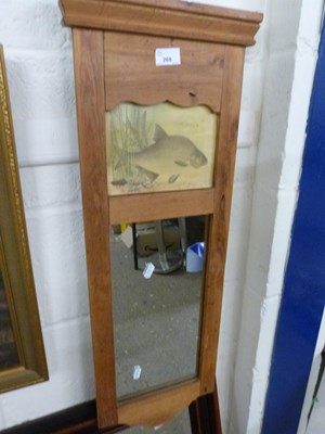 Lot 268 - Pine framed wall mirror with fish decoration