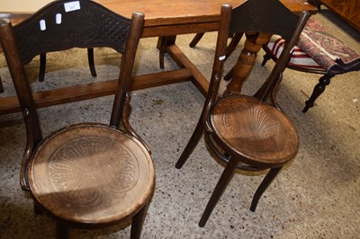 Lot 287 - Set of four bent wood cafe chairs with arched...