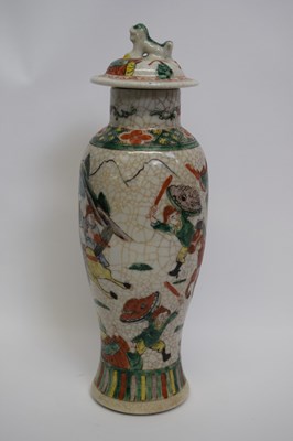 Lot 22 - Chinese porcelain crackle ware vase decorated...
