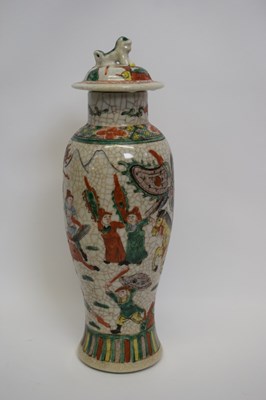 Lot 22 - Chinese porcelain crackle ware vase decorated...