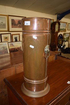Lot 292 - Cylindrical copper stick stand