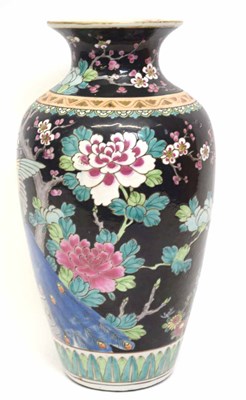 Lot 23 - Chinese porcelain famille noir vase decorated...