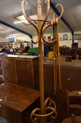 Lot 306 - Bentwood coat stand and three various walking...