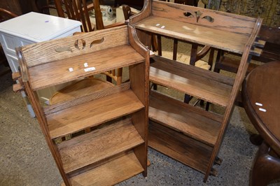 Lot 310 - Two Arts & Crafts style oak bookcase cabinets,...