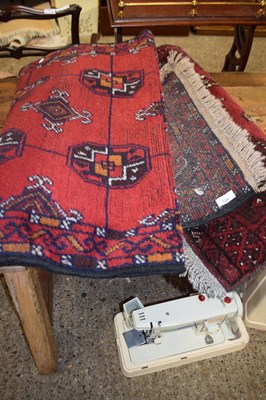 Lot 335 - Modern red wool runner carpet together with a...