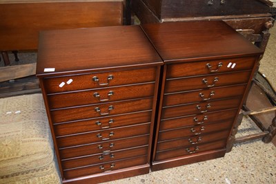 Lot 367 - Pair of modern mahogany finish bedside cabinets