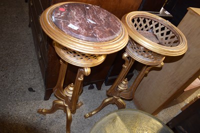Lot 374 - Pair of modern gilt wood effect marbled topped...