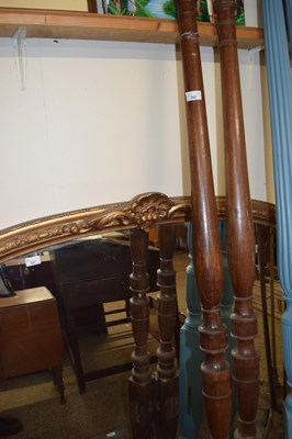 Lot 389 - Pair of turned hardwood bed posts