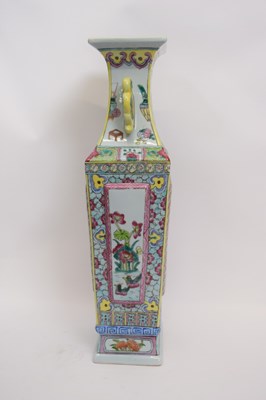 Lot 31 - Chinese porcelain vase of square section with...