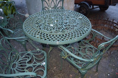 Lot 408 - Modern cast metal garden table and chairs
