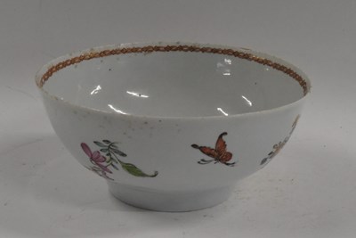 Lot 363 - A Lowestoft bowl with unusual polychrome...