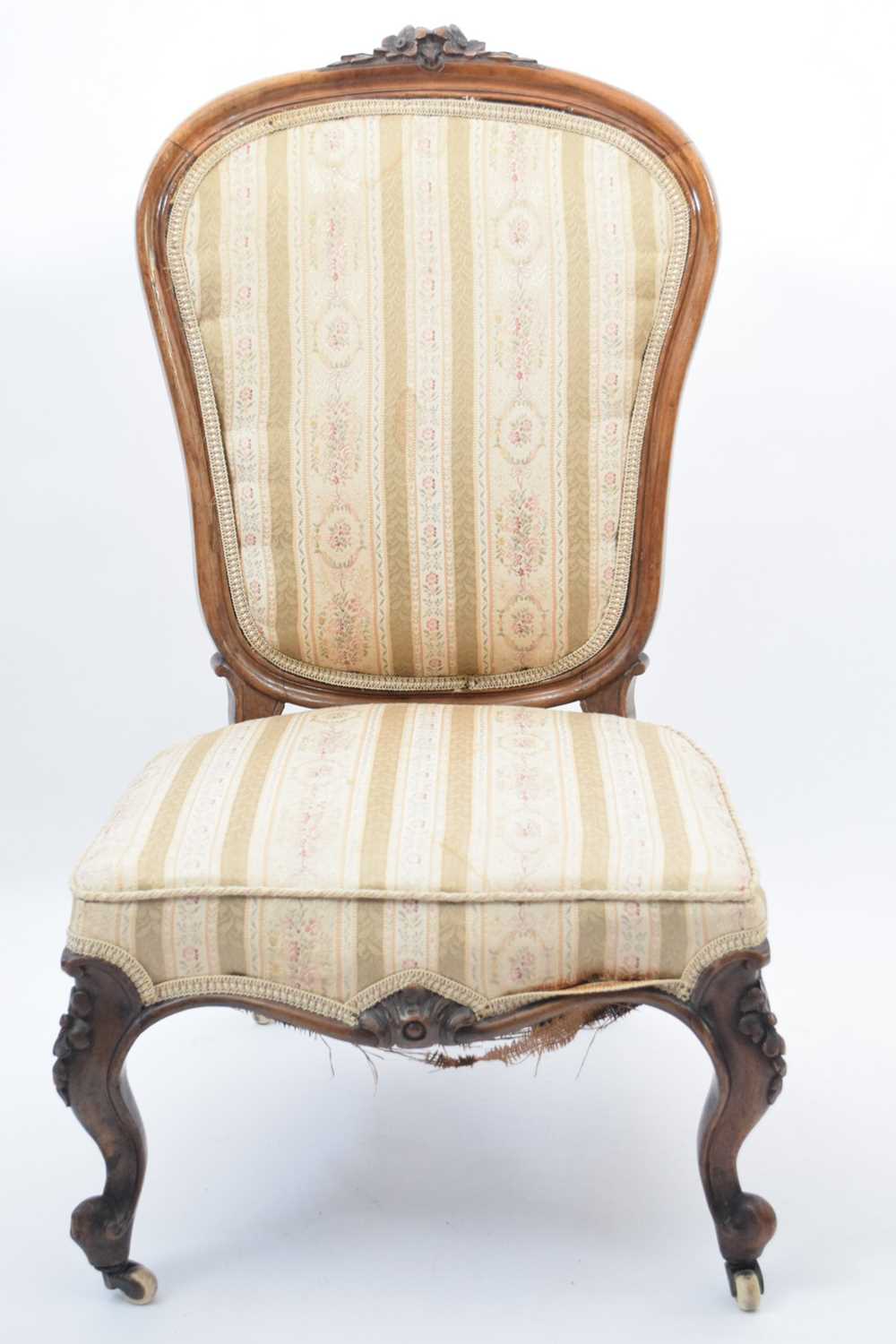 Lot 311 - Victorian walnut framed nursing chair with...