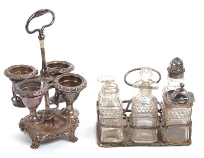 Lot 273 - An Old Sheffield plate egg cruet for four (no...