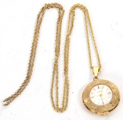 Lot 261 - A Bvler pendant watch with chain, the watch...
