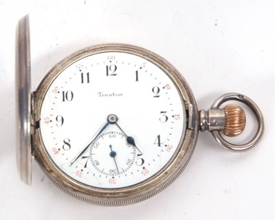 Lot 286 - A silver Trenton Hunter pocket watch,...