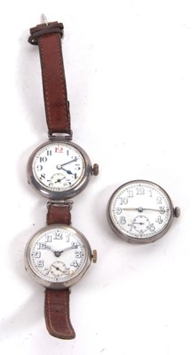 Lot 321 - Three gents white metal wristwatches, all of...