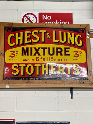 Lot 3 - Tin sign for Stothers Chest & Lung Mixture in...