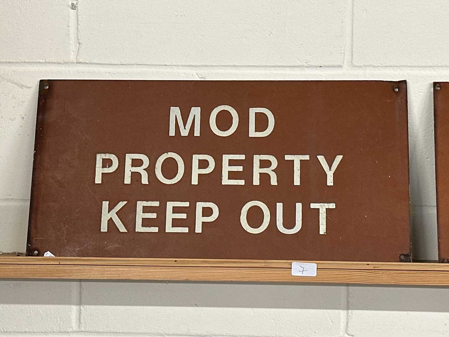 Lot 7 - Metal ex Ministry of Defence sign "MOD...