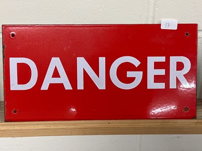 Lot 17 - A white on red warning sign "DANGER"