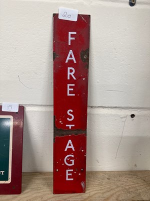 Lot 20 - Enamelled "Fare Stage" sign