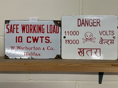 Lot 34 - Two metal informational signs including "Safe...