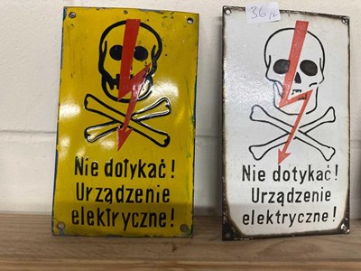 Lot 36 - Two Polish electrical danger signs