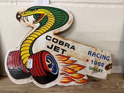 Lot 51 - Reproduction enamel/metal sign for "Cobra Jet...