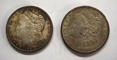 Lot 18 - Two American silver dollars to include 1921...