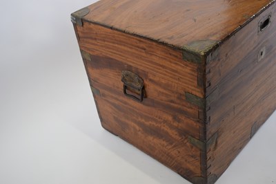 Lot 334 - 19th century brass bound camphor wood trunk of...