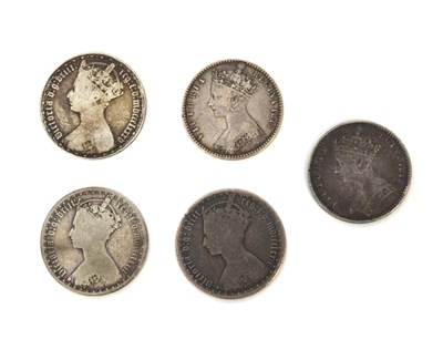 Lot 25 - Quantity of five Queen Victoria silver florins...