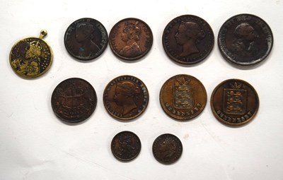 Lot 33 - A quantity of eleven, mainly Victorian tokens...