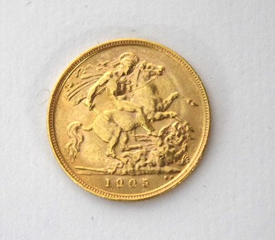 Lot 40 - Edward VII 1905 gold half sovereign