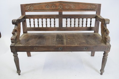 Lot 337 - Far Eastern hardwood settle, the back with...