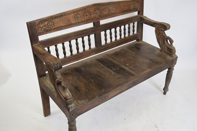 Lot 337 - Far Eastern hardwood settle, the back with...