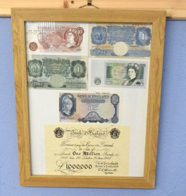 Lot 51 - Frame of vintage Elizabeth II 100 shillings,...