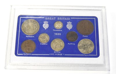 Lot 56 - George V 1920 coin set to include half crown,...