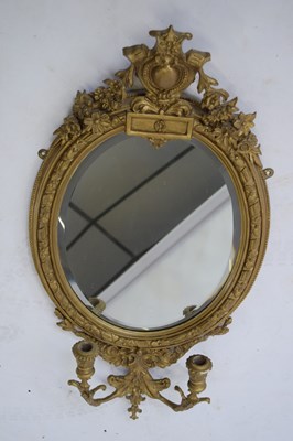 Lot 372 - 19th century girandole wall mirror with...