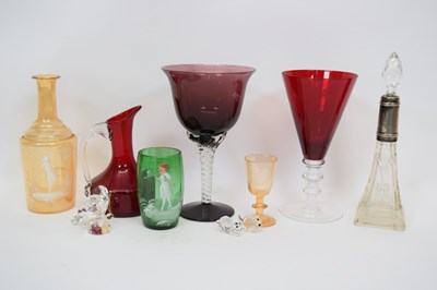 Lot 33 - Group of glasswares including ruby coloured...