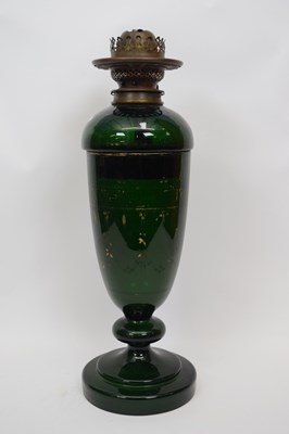 Lot 34 - Oil lamp with glass reservoir with Grecian...