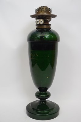 Lot 34 - Oil lamp with glass reservoir with Grecian...